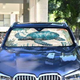 Blue Turtle Ocean Nautical Coastal Windshield Sunshade Car Sun Shade Front Window Shade for Truck SUV Blocks UV Rays Sun Reflector Visor Protector Accordion Folding
