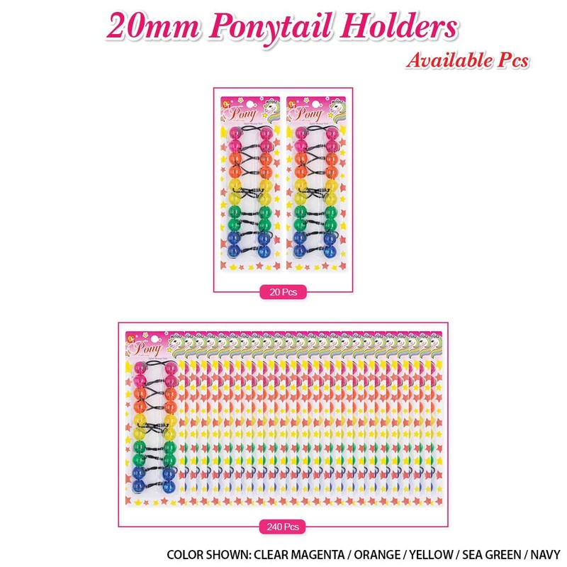 16 Pcs Hair Ties 20mm Ball Bubble Ponytail Holders Glow