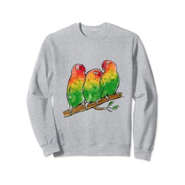 Cute Lovebirds On A Branch, African Parrot Sweatshirt