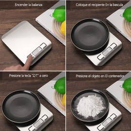 Báscula Digital de Cocina,Báscula de Cocina Digital de Acero Inoxidable, Báscula de Cocina Impermeable para el Hogar con Pantalla LCD,Báscula de Gramos Multifuncional para Hornear Alimentos,5 kg/11lb