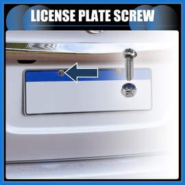 VekAuto Anti Theft License Plate Screws, M6 Security Bolt Fasteners Kits for Auto Car Tag Frame Holder with Screws Stainless Steel Silver Tone, 1 Set Auto Accessories