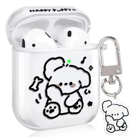 Buewutiry Compatible with Airpods Case 2nd Generation, Cute Puppy Dog for Airpods 2nd Generation Case, Funny for Airpods 2nd/1st Generation Case Cover with Keychain