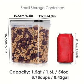AIMALL 2PCS Airtight Plastic Food Storage Containers 1.6L, Clear BPA-Free Sealed Grain Storage Boxes with Locking Lids, Leakproof Fresh-Keeping Jars for Kitchen Organization