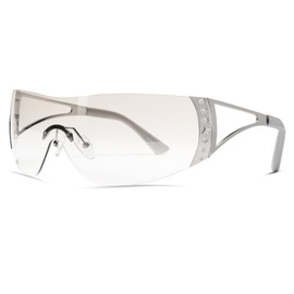 VANLINKER Wrap Around Y2K Sunglasses for Women Men Trendy Oversized Futuristic Sun Glasses Fashion Shield Flat Top Shades Transparent VL9701