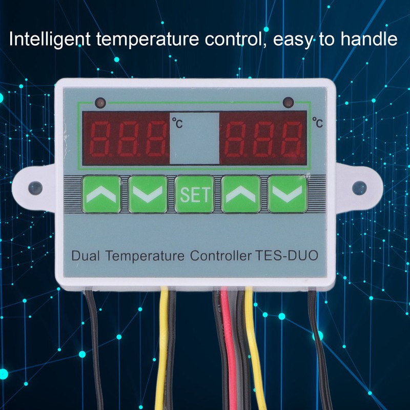 Dual Temperature Controller Waterproof Digital Thermostat with Data Storage for