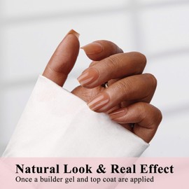 SXVME Soft Gel Nail Tips Short Coffin 300Pcs Pre-applied Tip Primer Nail Tips, Natural Brown Colored Gel Tips Acrylic Fake Nails Extensions Nude False Nails Press ons for Easy DIY