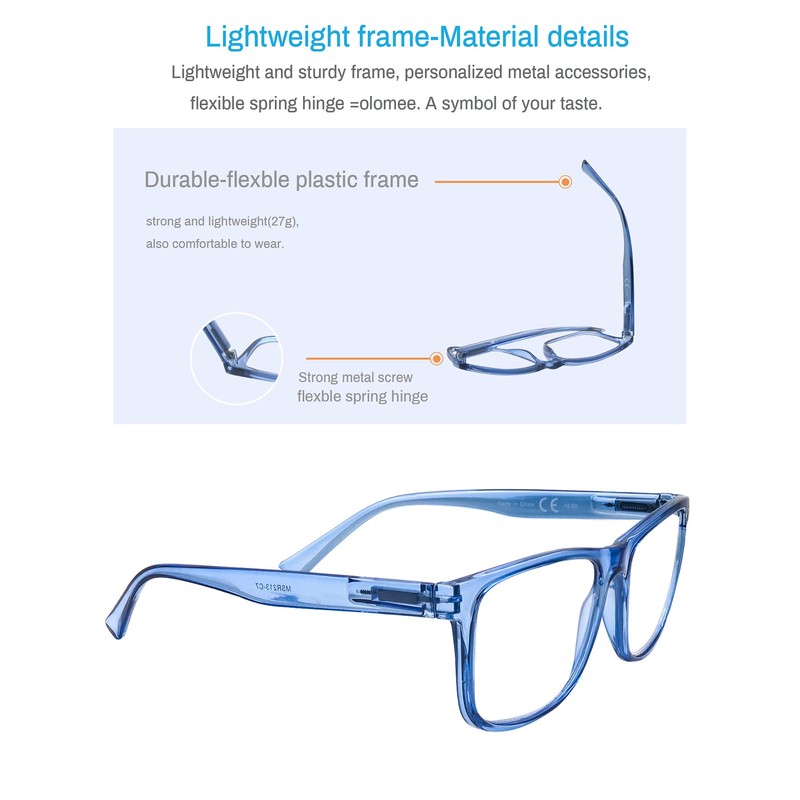 OLOMEE Large Reading Glasses Men +0.75 Oversized Square Wide Sunglasses