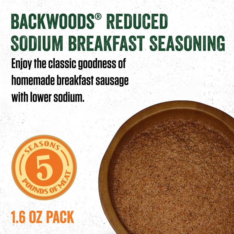 LEM Products Backwoods Reduced Sodium Breakfast Fresh Sausage Seasoning, Ideal
