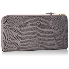 Topkapi LUCIA Lucia Italian Leather, Lizard Embossed Long Wallet with L Zipper Gusset, medium grey