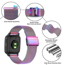 Issinlky Metal band for Garmin Venu Sq/Venu 2 Plus/Vivoactive 5/Vivoactive 3, 20mm Stainless Steel band for Garmin Venu/Vivomove HR/Vivoactive 3 Music/Vivomove 3/Forerunner 55 245 645