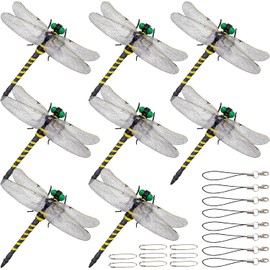 2024 Model Dragonfly Bug Protection Strap and Safety Pin Included PVC Material Fishing Indoor Decoration Veranda Screen Decoration Climbing Camping Outdoor (8 Pieces)