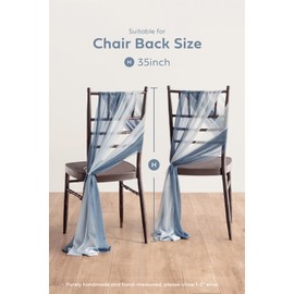 Ling's Moment Wedding Chiffon Chair Sashes Cover Aisle Decorations Draping Fabric Wrinkle-Free with Tie 16pcs Dusty Blue Ice Blue for Party Ceremony Reception Floral Arrangement Banquet Outdoor Decor