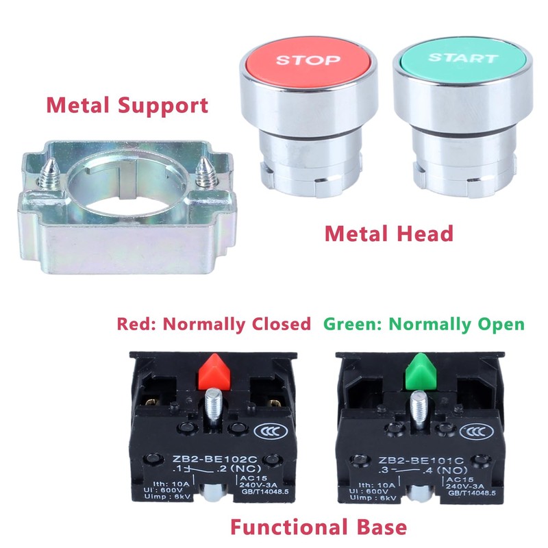 DMWD 2PCS 22MM Momentary Push Button Switch Start Stop Switch