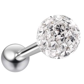 14g 1.6mm Sparkling Tongue Bar Ring Glittery Sparkly Crystal For Women Gem Piercing Rings Jeweled Glitter Gems