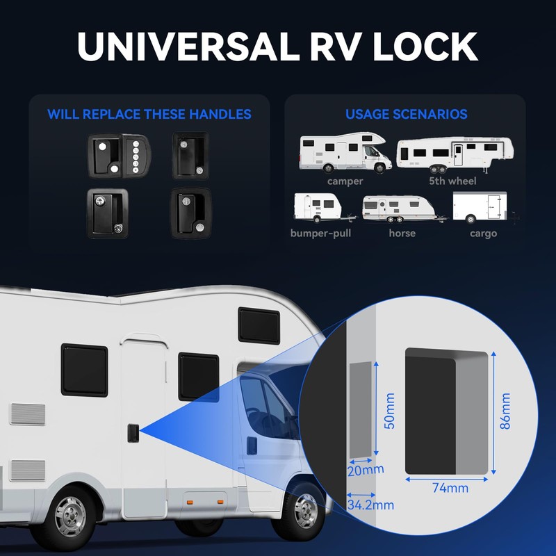 Loclink Single Deadbolt RV Lock - Black 100% Metal Keyed