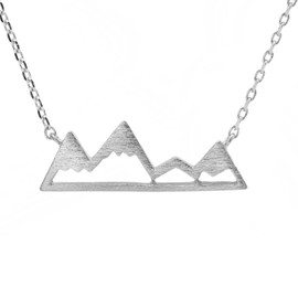 Spinningdaisy Handcrafted Brushed Metal Snow Mountain Necklace (Silver)