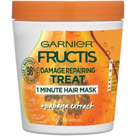 Garnier Fructis Style Damage Repairing Treat 1 Minute Hair Mask with Papaya Extract for Shine and Scalp Health, 13.5 Fl Oz (Pack of 1)