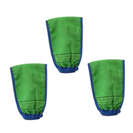 WOONEKY 3Pcs Bamboo Fiber Shower Scrubber Gloves Double Sided Exfoliating Bath Mitts for Glowing Skin Unisex Bath Accessories for Daily Use Green