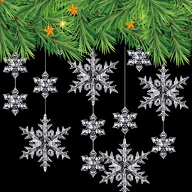 Pack of 25 Christmas Snowflakes Decorations, Acrylic Snowflakes Christmas Tree Decorations, Snowflakes Christmas Tree Decoration for Party Christmas Decoration (Pack of 25)