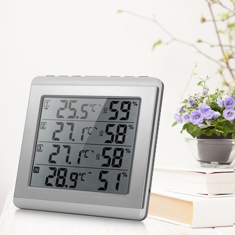 LCD Digital Wireless Indoor/Outdoor Thermometer Hygrometer Four-channel ℃/℉ Temperature Humidity