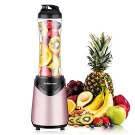 La Reveuse Smoothies Blender Personal Size 300 Watts with 18 oz BPA-Free Portable Travel Sports Bottle (Pink)