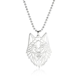 LIKGREAT Wolf/Lion/Tiger/Eagle/Tropical Fish/Snake/Cat Necklace Wild Animals Pendant Necklaces Nature Wild Animals Pendant Stainless Steel Jewellery Gifts for Men Women, Stainless Steel, No Gemstone