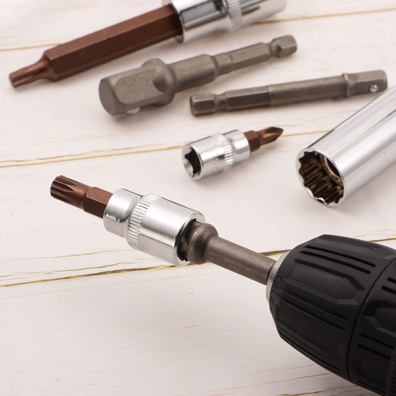 uxcell H8 Hexagon Bit Socket, 1/4" Square Drive CR-V Sockets,