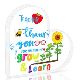 Teacher Appreciation Gifts for Women Men,Heart Shaped Acrylic Plaque 4x4 Inch,End of Year Teacher Gifts,Thank You Teacher Gifts,Teacher Gifts from Student,Teacher Graduation Gifts Teacher Christmas Gifts Desk Home Office Decor