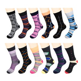 Gelante 12 Pairs Mens Funny Crazy Colorful Dress Crew Sock Funky Pack - W932G-Assort