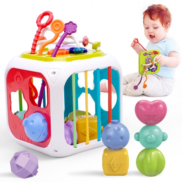 7-in-1 Baby Sensory Montessori Toys for 1 Year Old, Toddler Toys for 1 2 Year Old Boys Girls Gifts,Toddler hape sorter Developmental Learning Toys Birthday Gifts,Baby Toys 6-12-18 Months