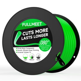FullMeet Weed Eater String, 0.080 String Trimmer Line, Weed Wacker String Replacement for Ryobi, Black and Decker, Stihl, Dewalt, Kobalt，Greenworks, Echo，Husqvarna，Milwaukee -Round, 5Lb, 2000ft