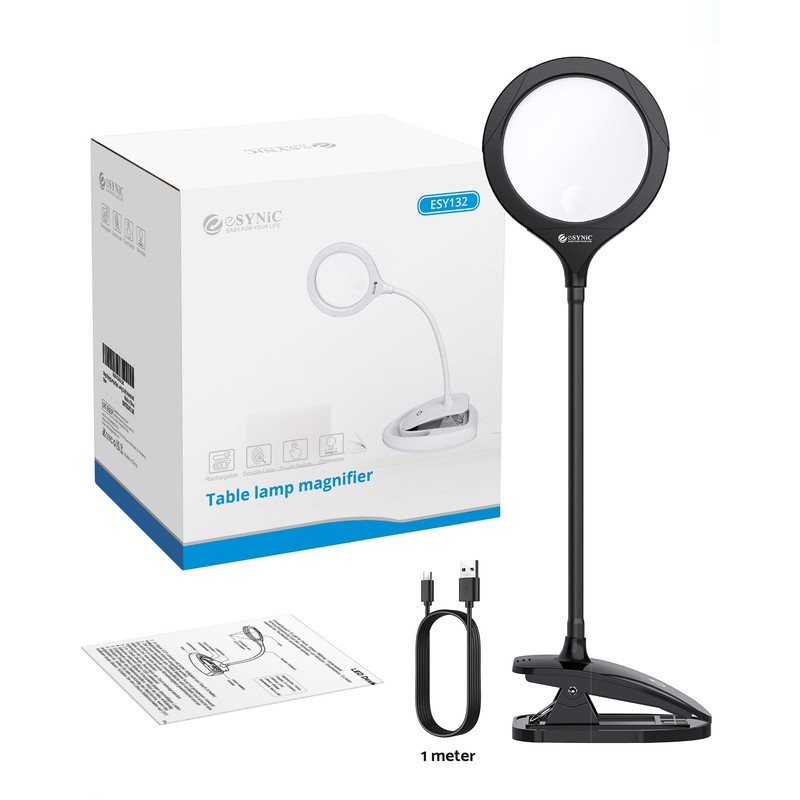 eSynic Magnifying Lamp High Clarity Magnifying Glass with Light 5X