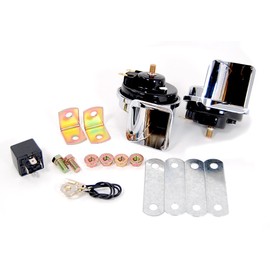 Dual Sound Car Horn with High and Low Tone Universal Application; Chrome Finish