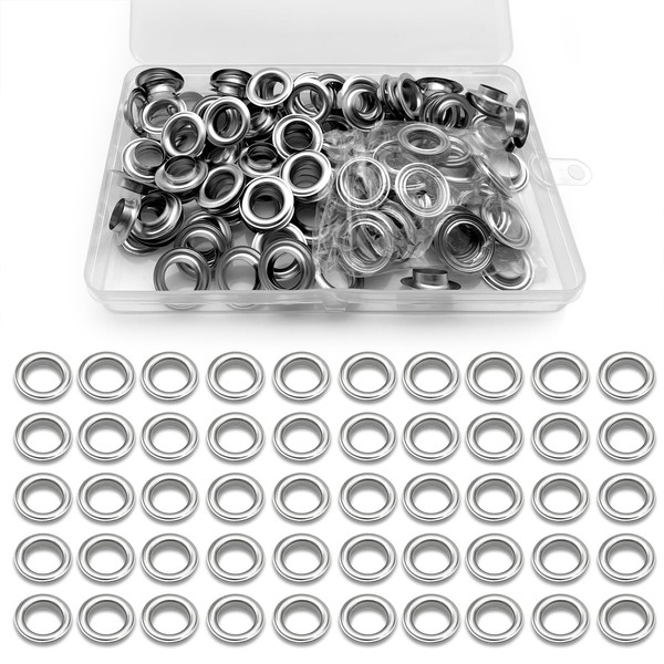 Ring Eyelets, 100 Tarpaulin Eyelets, Grommet Eyelets Set for Tarpaulins,