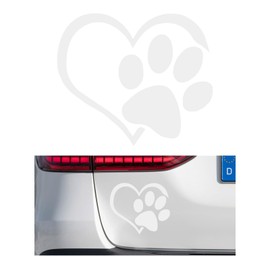 Yourkar Pet Dog Paw Print Sticker, Love Heart Dog Paw Stamped Automotive Window Decor Decal, Cute Paw Stickers for Vehicles Windows Walls Laptop Luggage, Exterior Car Accessories (White)