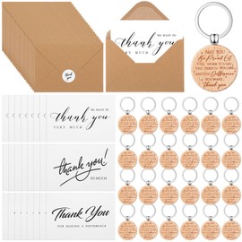 Otuuz Pack of 96 Thank You Gifts for Graduation Colleagues Inspirational Keyrings with Thank You Cards Envelope Stickers Farewell Gift for Employee Teacher (Simple Style)