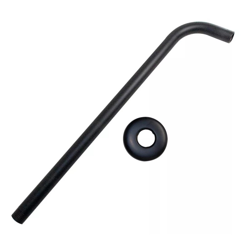 Bauen Kit Regadera Redonda 20cm Monomando Y Brazo 50cm Negro