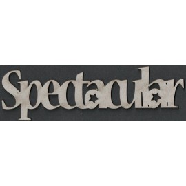 FabScraps Die-Cut Craft Hobby Scrapbooking Grey Chipboard Word, "Spectacular"