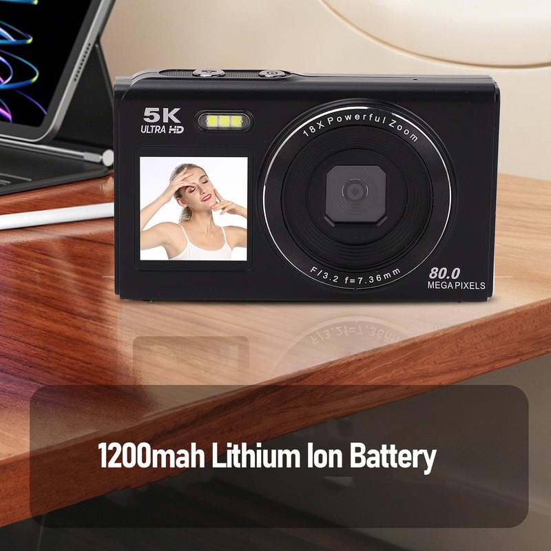 Dpofirs 5K Digital Camera for Photography, 80MP WiFi Vlogging Camera,