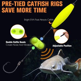 Dovesun 6PCS Catfish Rigs Kit Santee Rig with Catfish Float Rattler Dragging Weights Catfishing Tackle Circle Hook Siz 8/0 Sinker Size 3OZ
