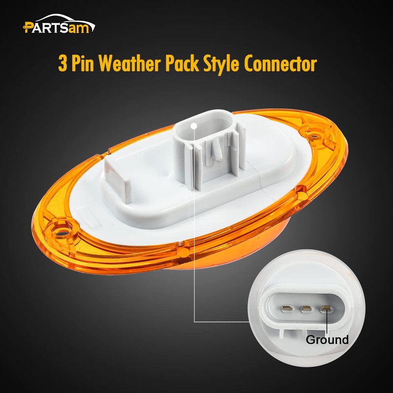 Partsam For Freightliner Cascadia Amber LED Side Marker Turn Signal