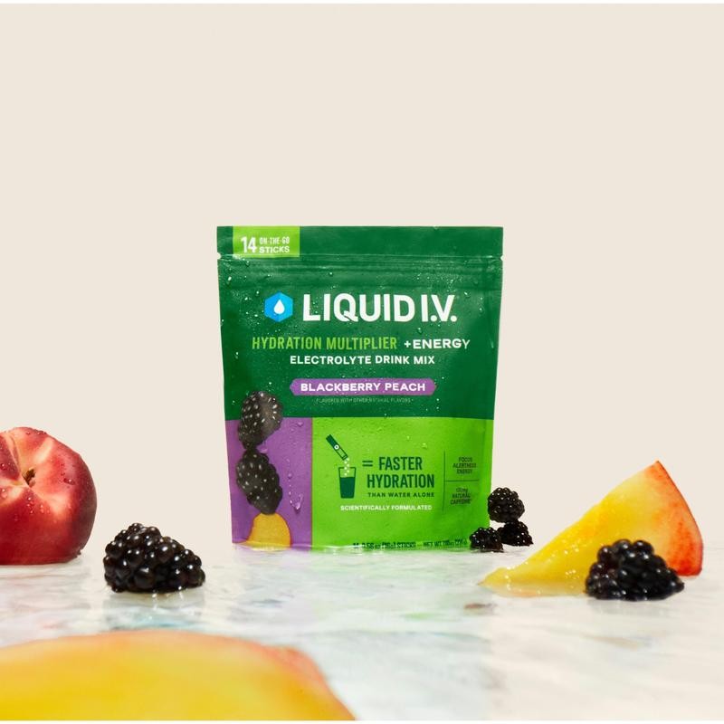 Liquid I.V. Hydration Multiplier +Energy - Blackberry Peach - Hydration