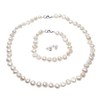 Treasure Bay Womens Pearl Necklace Bracelet Earrings Set 7-8mm Natural