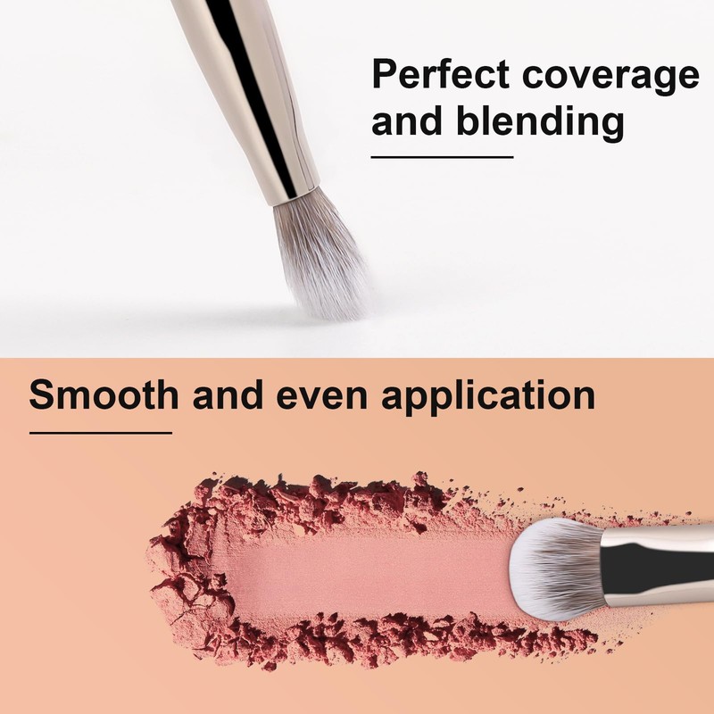 TEOYALL Eye Crease Brush, Soft Dense Synthetic Bristles Eyeshadow Brush