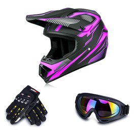 ATV Helmet,Womens ATV Helmet, 4 Wheeler Helmets for Adults,Motocross Helmet Women, Street Riding Dirt Bike Helmets, utv Helmets for Adults DOT Approved (Purple, Medium)