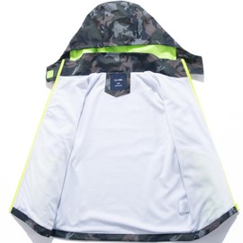 IjnUhb Kids Rain Jacket Waterproof Raincoat with Removable Hood for Boys Girls Blackcamo 12/14