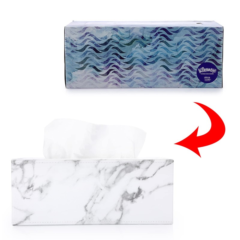 Sumnacon Stylish PU Leather Tissue Box Holder, Rectangular Napkin Holder