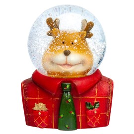 SIKORA SK15 Medium Glass Decorative Snow Globe Elk with Tie Diameter 55 mm Snow Globes: Elk with Tie