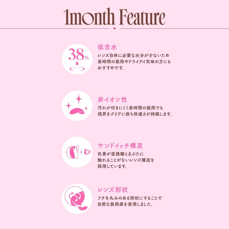 [ 宮脇咲良プロデュース＆イメージモデルカラコン ] MOLAK (モラク) 1MONTH 2枚入り ピンクボム [-2.75]