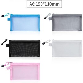 Black Zipper Pouch 1PC A4/A5/A6 Mesh Zipper Book File Folders Document Bag Stationery Pencil Storage Bags Cosmetic Makeup Pouch Office Supplies Office Storage Supplies